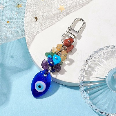 Blue Evil Eye Lampwork Pendant Decooration HJEW-JM01969-05-1