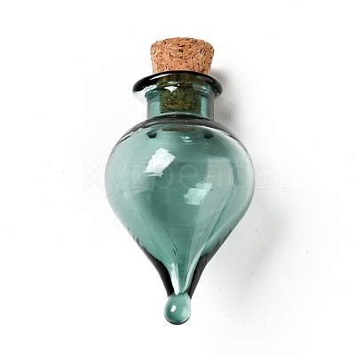 Teardrop Glass Cork Bottles Ornament AJEW-A039-01D-1