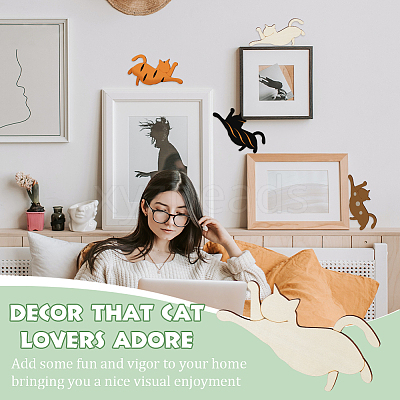 Cat Shape Unfinished Wood Cutouts WOOD-WH0029-48-1