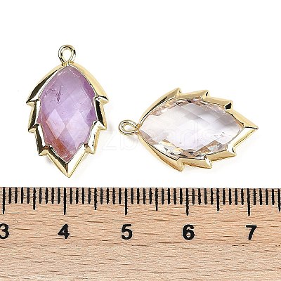 Natural Amethyst Faceted Leaf Pendants G-I375-04G-20-1
