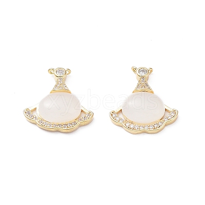 Rack Plating Brass Pave Clear Cubic Zirconia Pendants KK-A183-49G-1