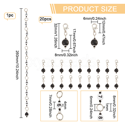 1Pc Acrylic Number Bead Knitting Row Counter Chains HJEW-BC0001-34D-1