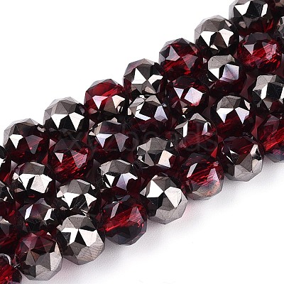 Electroplate Transparent Glass Round Beads Strands EGLA-T029-8mm-12T-05-1