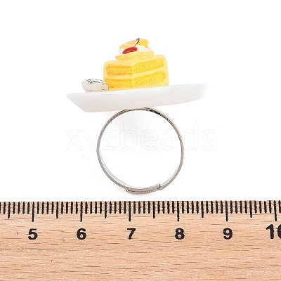 Afternoon Tea Resin & Plastic Adjustable Finger Rings for Women RJEW-K317-01B-1