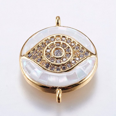 Brass Micro Pave Cubic Zirconia Links ZIRC-F077-11G-1
