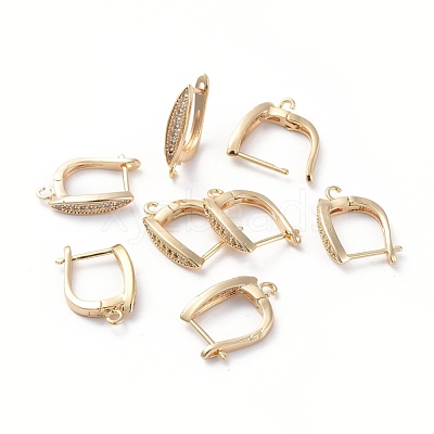 Brass Hoop Earring Findings with Latch Back Closure ZIRC-L077-035G-1