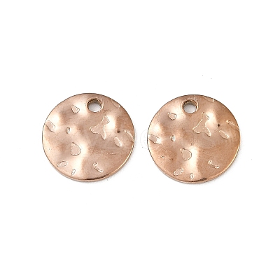 304 Stainless Steel Textured Disc Charms STAS-Q336-11C-RG-1