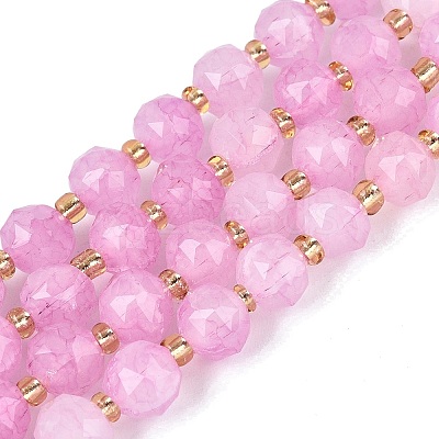 Ombre Effect Dyed Transparent Crackle Glass Beads Strands GLAA-Q111-8MM-06-1