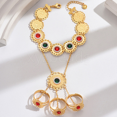Elegant Classical Copper Plated Gold Coin Flower Lady Finger Bracelet YT2955-2-1