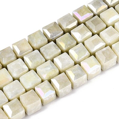 Anti-Tarnish Electroplate Glass Beads Strands GLAA-T025-8mm-10F-1