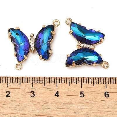 Brass Pave Faceted Glass Connector Charms X-FIND-Z020-04D-1