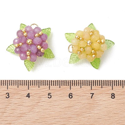 Dyed Natural Malaysia Jade & Glass Beaded Pendants PALLOY-MZ01265-1