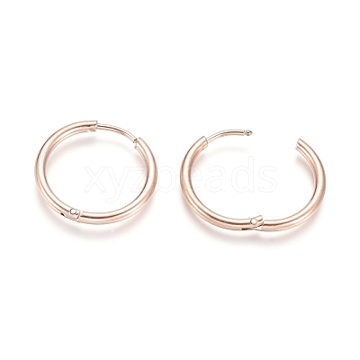 Ion Plating(IP) 304 Stainless Steel Huggie Hoop Earrings EJEW-F111A-20mm-RG-1