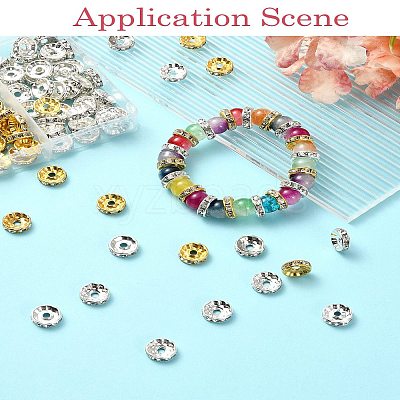 120Pcs 2 Colors Alloy Rhinestone Spacer Beads ALRI-YW0001-23-1