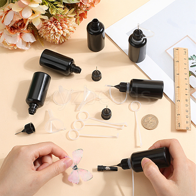 Plastic Refillable Dropper Bottle & Mini Transparent Plastic Funnel Hopper DIY-GF0010-10B-1