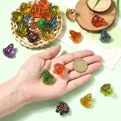 40Pcs 10 Colors Luminous Resin Frog Display Decorations RESI-SP0001-40-1