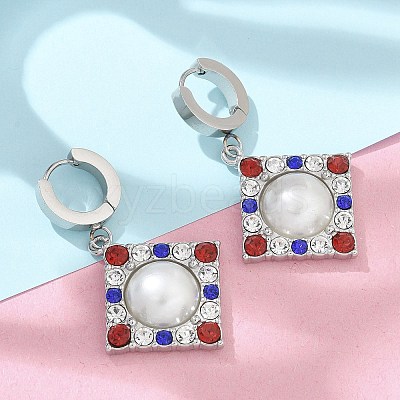 304 Stainless Steel Rhombus Hoop Earrings EJEW-A119-11P-1