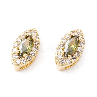 Rack Plating Brass Micro Pave Cubic Zirconia Beads KK-D073-02G-02-NR-1