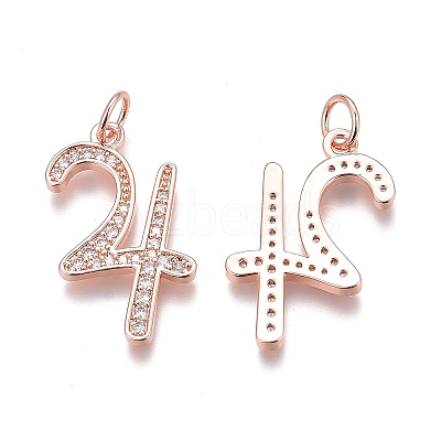 Brass Micro Pave Clear Cubic Zirconia Pendants ZIRC-O035-08RG-1