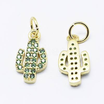 Brass Micro Pave Cubic Zirconia Charms ZIRC-G130-26G-02-NR-1