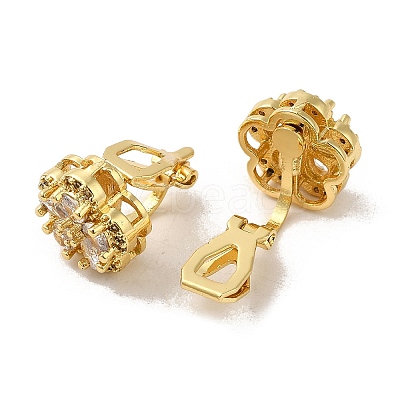 Rack Plating Real 18K Gold Plated Brass Sunflower Clip-on Earrings EJEW-B034-08G-1