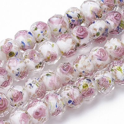 10Pcs Handmade Gold Sand Lampwork Beads LAMP-FP0001-02-1