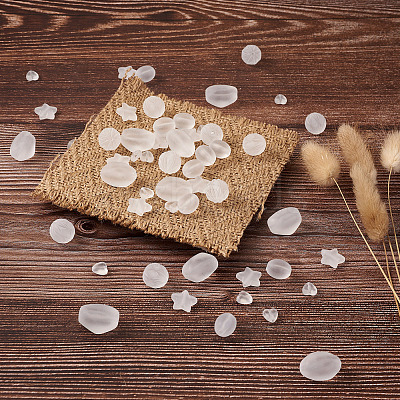 100Pcs 5 Style Transparent Frosted Acrylic Beads FACR-PJ0001-02-1