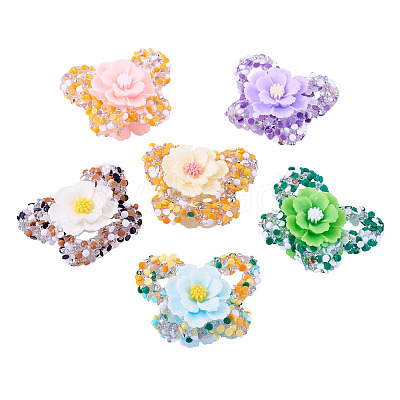 6Pcs 6 Colors Opaque Acrlyic Sparkling Rhinestones Beads MACR-TA0002-35-1