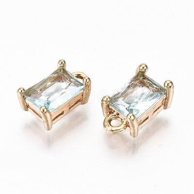 Brass Glass Rhinestone Pendants GLAA-S179-21H-RS-1