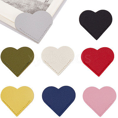 16Pcs 8 Colors PU Leather Bookmarks AJEW-GF0007-08-1