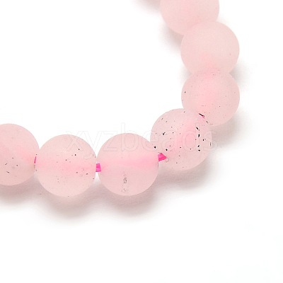 Frosted Natural Rose Quartz Round Bead Strands G-M064-6mm-09-1