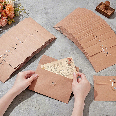 80Pcs Retro Buckle Blank Kraft Paper Envelopes DIY-WA0001-41-1