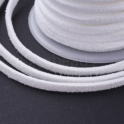 3x1.5mm White Flat Faux Suede Cord X-LW-R003-21-1