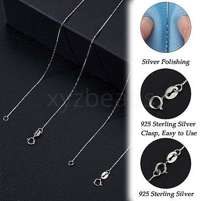 Anti-Tarnish 2Pcs Rhodium Plated 925 Sterling Silver Boston Link Chain Necklaces Set STER-BBC0006-13B-1