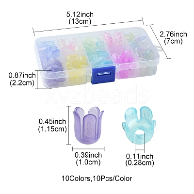 9 Colors Transparent Acrylic Beads Caps OACR-FS0001-72-1