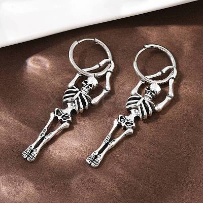 Alloy Skeleton Hoop Earrings EJEW-Z132-01AS-1