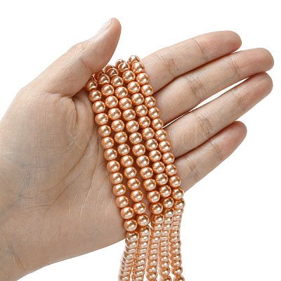Eco-Friendly Dyed Glass Pearl Round Beads Strands HY-A002-6mm-RB057-1