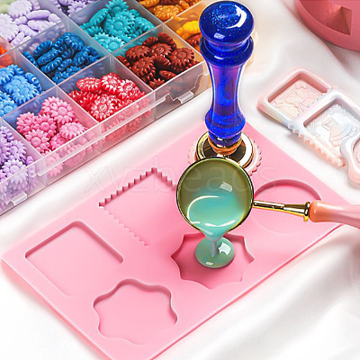 3Pcs 3 Color Square & Round & Flower Silicone Wax Melt Molds DIY-DR0001-35-1