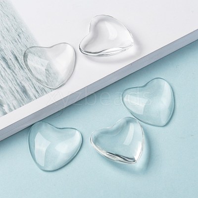 Transparent Glass Heart Cabochons GGLA-R021-30mm-1