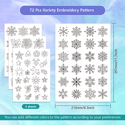 4 Sheets 11.6x8.2 Inch Stick and Stitch Embroidery Patterns DIY-WH0455-023-1