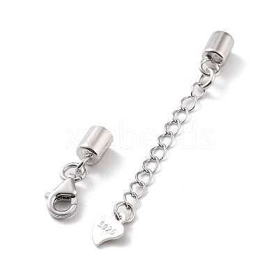Anti-Tarnish Rhodium Plated 925 Sterling Silver Curb Chain Extender STER-G039-04B-P-1