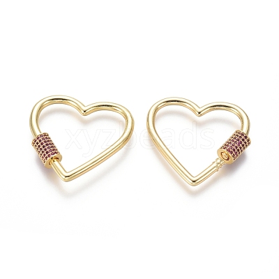 Brass Micro Pave Cubic Zirconia Screw Carabiner Lock Charms ZIRC-I031-11G-02-1