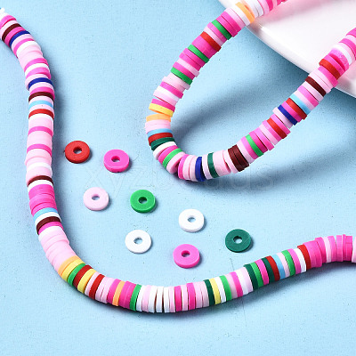 Handmade Polymer Clay Beads Strands CLAY-R089-6mm-096-1