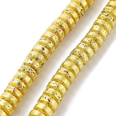 Electroplated Natural Lava Rock Beads Strands G-H303-A01-G-1