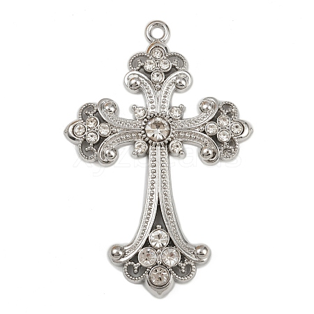 Alloy Rhinestone Cross Big Pendants ALRI-1475-P-RS-1