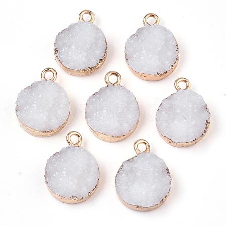 Electroplate Druzy Resin Pendants RESI-S366-02F-1