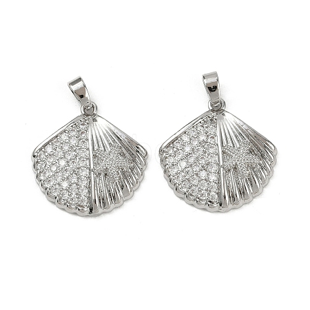 Brass Micro Pave Cubic Zirconia Pendants KK-C093-07P-1