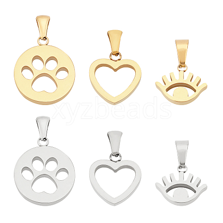 Unicraftale 6Pcs 6 Style 304 Stainless Steel Pendants STAS-UN0022-61-1