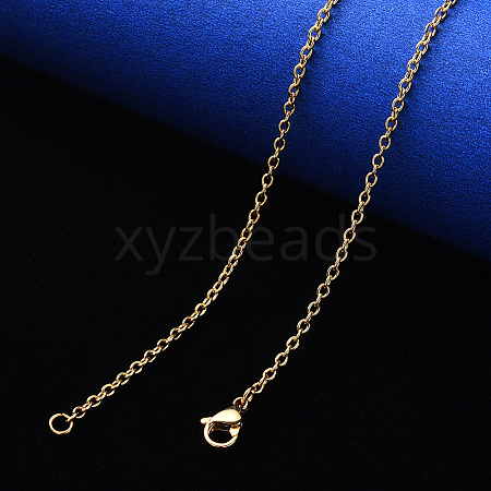 PVD Vacuum Plating 304 Stainless Steel Cable Chain Necklace NJEW-S420-007A-G-1