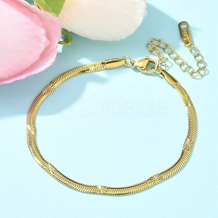 304 Stainless Steel Herringbone Chain Bracelets for Women BJEW-U019-04G-06-1